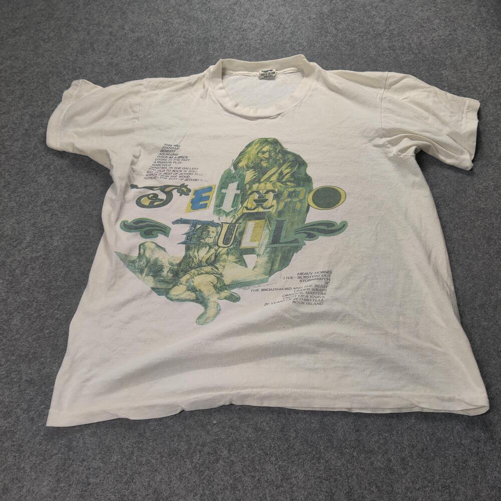 Vintage Jethro Tull Shirt Mens Large 80s Rock Band Tour Tee Fruit of the Loom